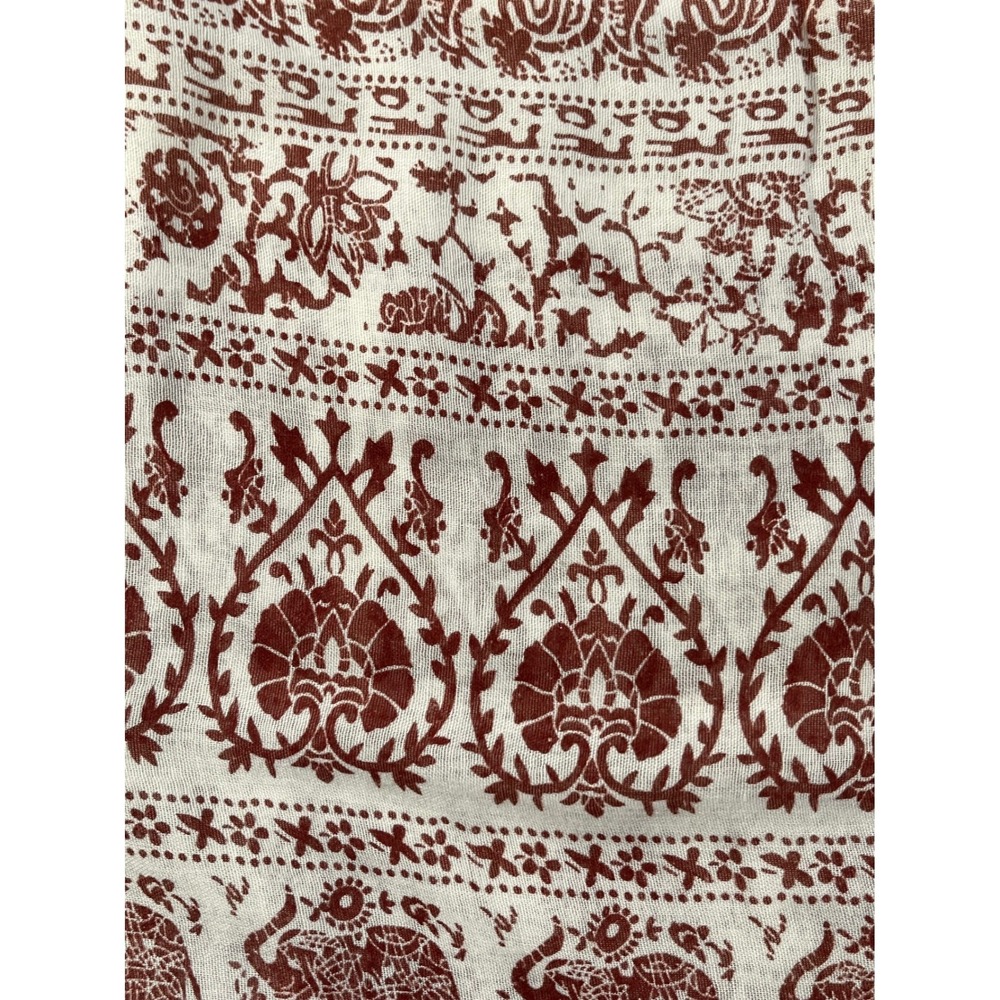 Boho Elephant Infinity Scarf Burgundy Ivory Lightweight Gauze Loop Scarf - Picture 6 of 9